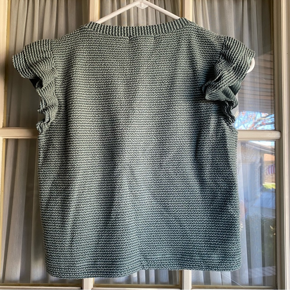 Moa Moa Green Textured Stripe Ruffle Sleeve Top - Picture 5 of 5